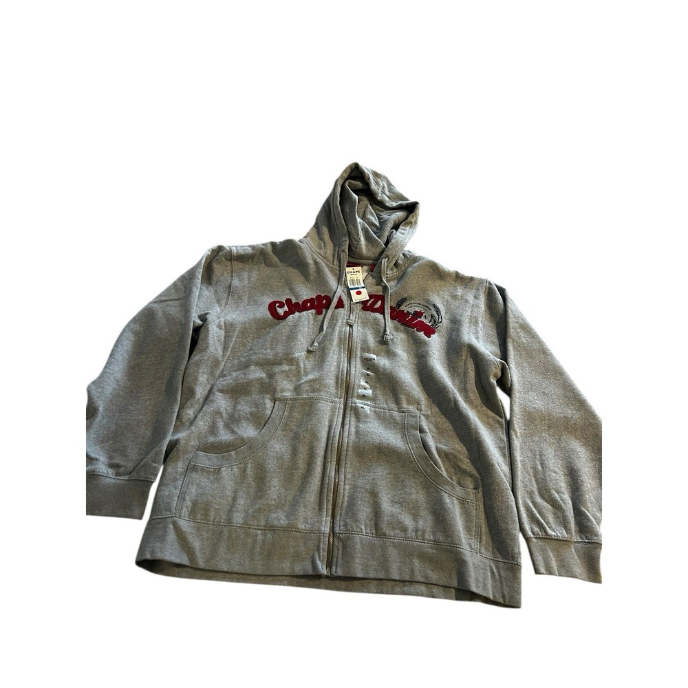 Y2K Chaps Denim Gray Zip Up Men's XL Hoodie NWT